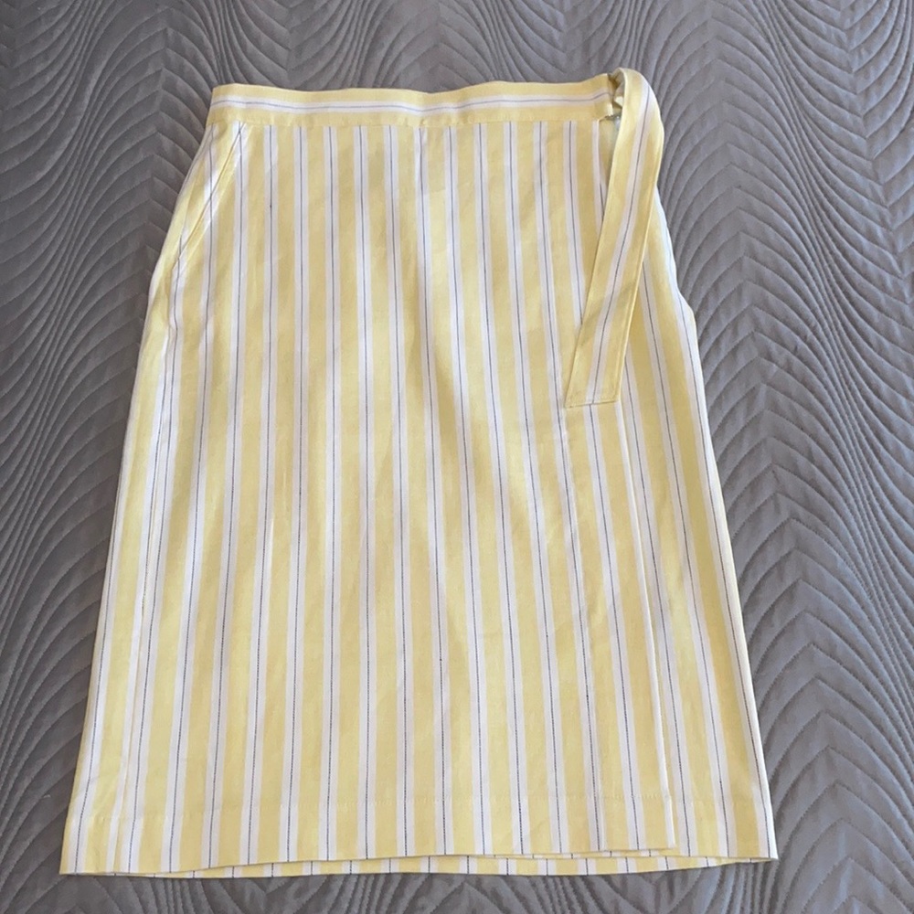 Banana Republic yellow stripes midi skirt